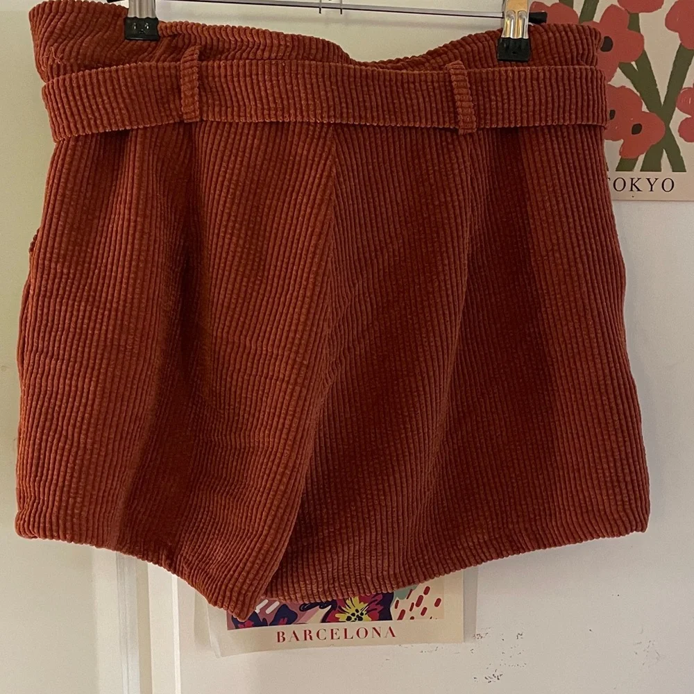 Altar'd State Rust Corduroy High Waist Shorts - Picture 2 of 3